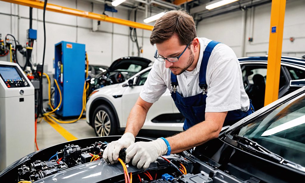 An electric vehicle get maintenance