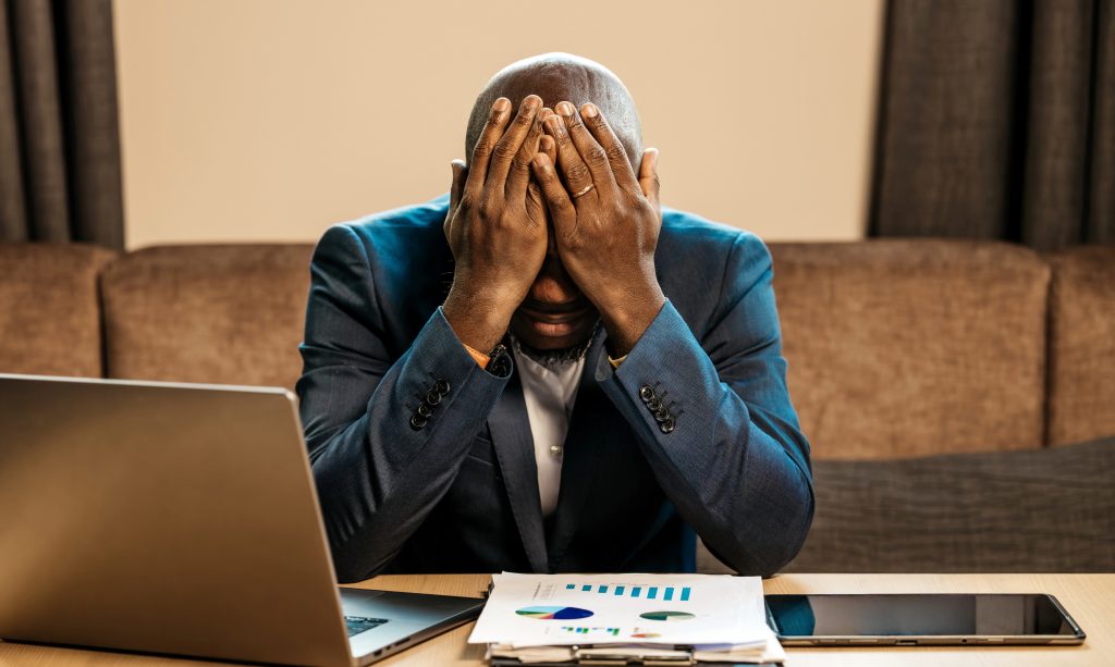 A stressed black african man.